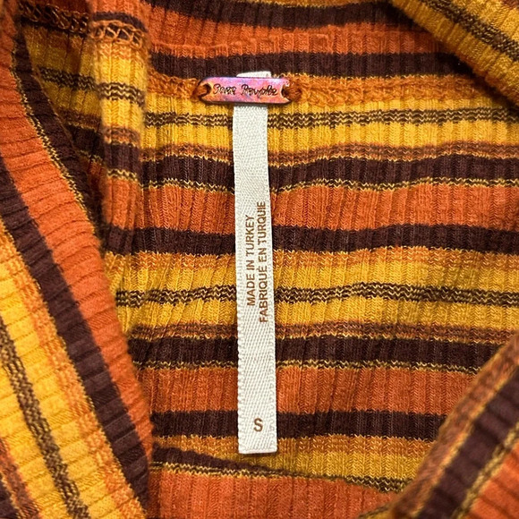 Free People Cape Cod Cowl-Neck Striped Thermal Long Sleeve Size Small - Picture 4 of 8